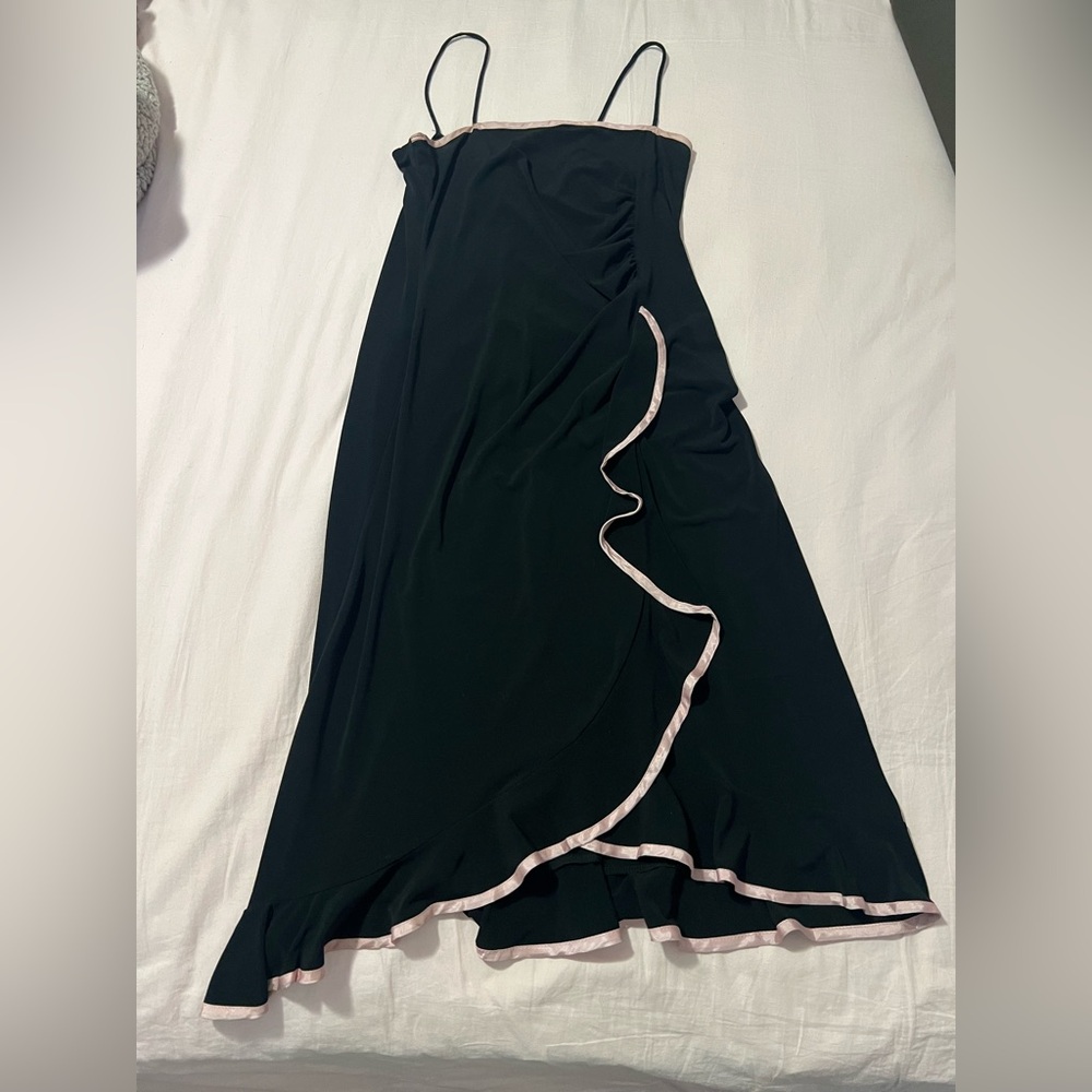 Y2K Black Ruffle Coquette Dress with Pink Accents